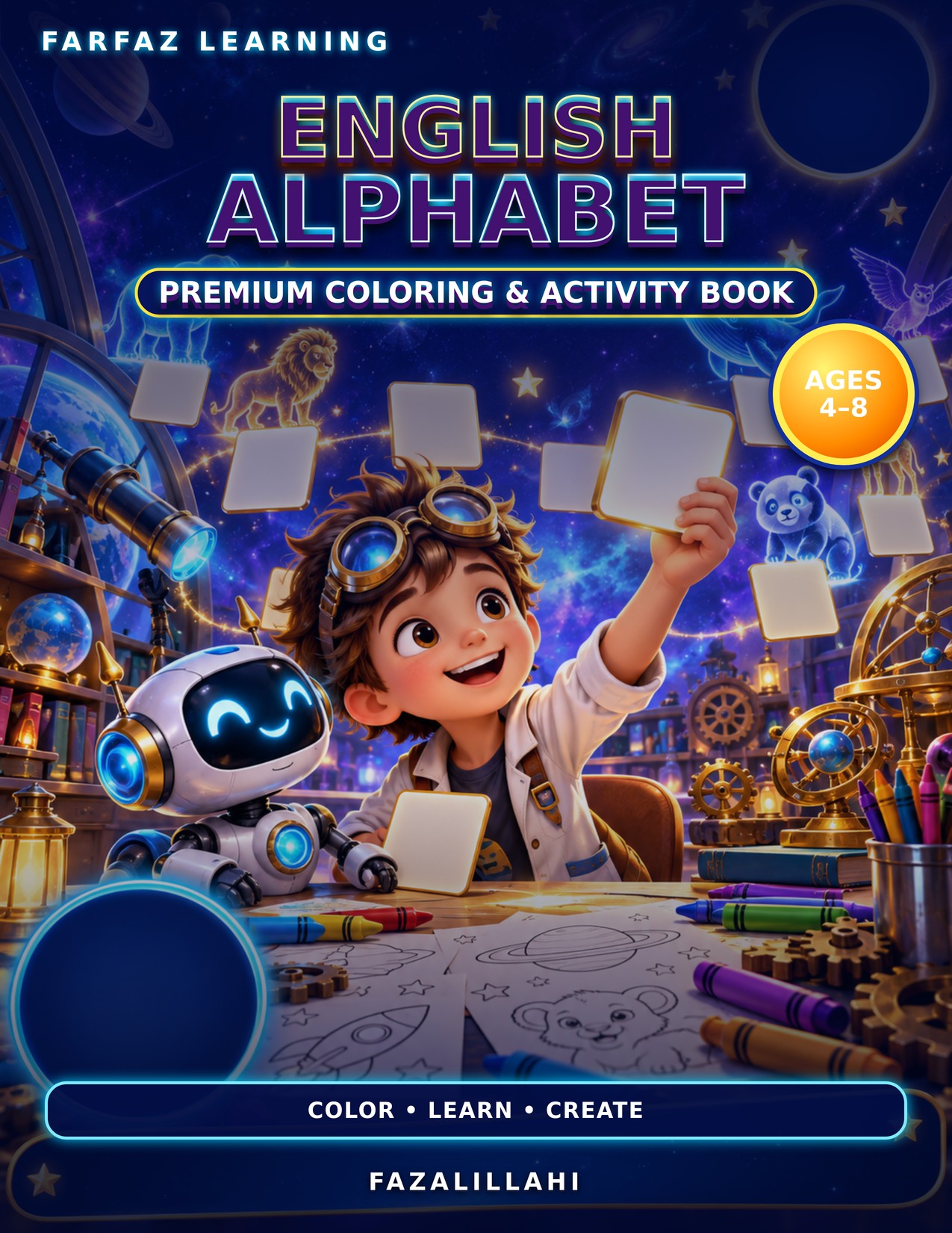 English Alphabet Workbook cover concept