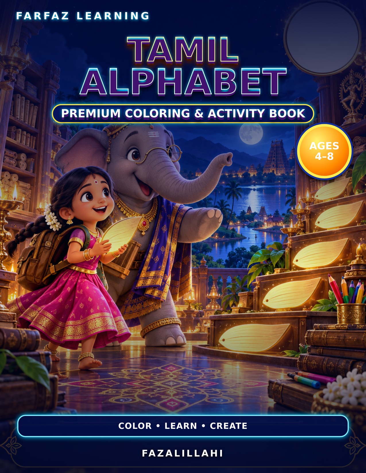 Tamil Alphabet Coloring & Learning cover concept
